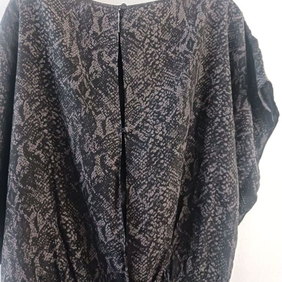 Parker short sleeve snake print black blouson over the knee silk dress size S - Picture 6 of 9